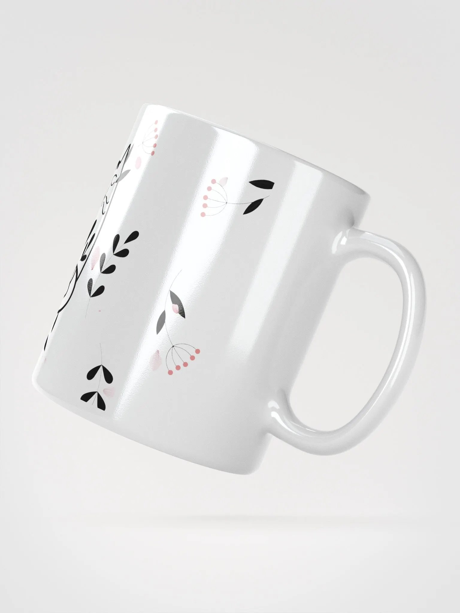 Whimsical Folk Art Cat Love Ceramic Mug|Housewarming Birthday Gifts Cute White GlossyMug product image (6)