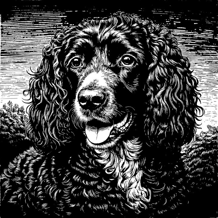 American Water Spaniel Pencil Sketch-24x24x300 product image (1)