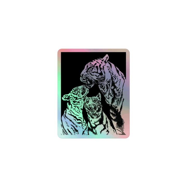 Tiger family holographic sticker product image (1)