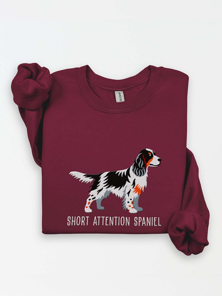 Short Attention Spaniel Sweatshirt (Embroidered) of an English Springer Spaniel(Tricolor) product image (1)