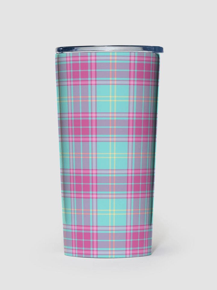 Hot Pink and Aqua Plaid Travel Tumbler product image (2)