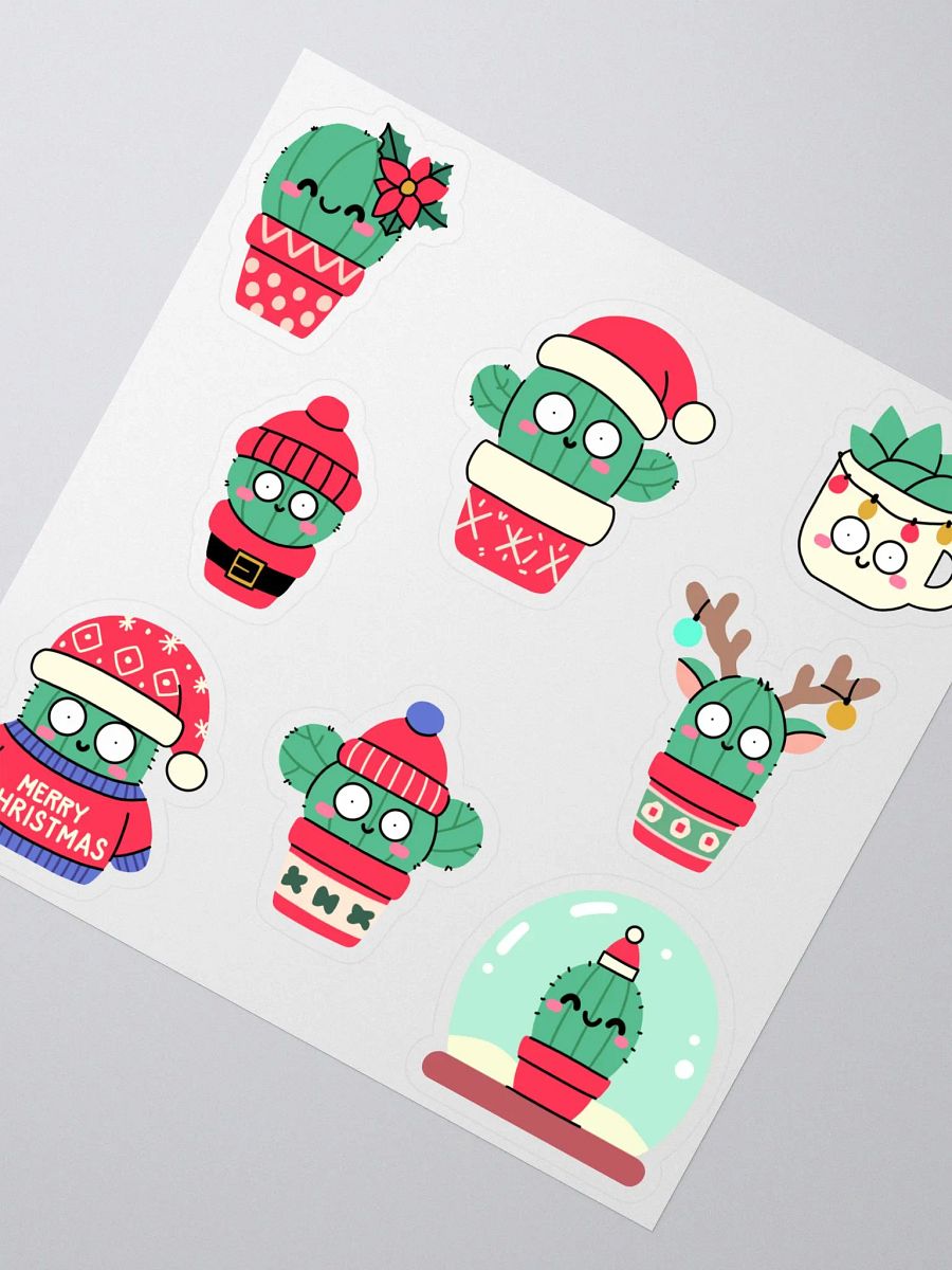 Festive Christmas Cactus Sticker Sheet – Cute, Hand-Drawn Cacti for Planners, Journals, and Holiday Crafts product image (3)