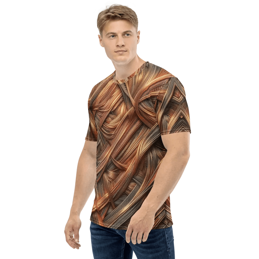 Interwoven Metallic Strands T-Shirt | Unique All-Over Print Abstract Art Tee product image (2)