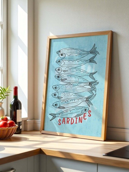 Sardine Wall Art Sardines Tin Fish Poster Colorful Kitchen Print product image (5)
