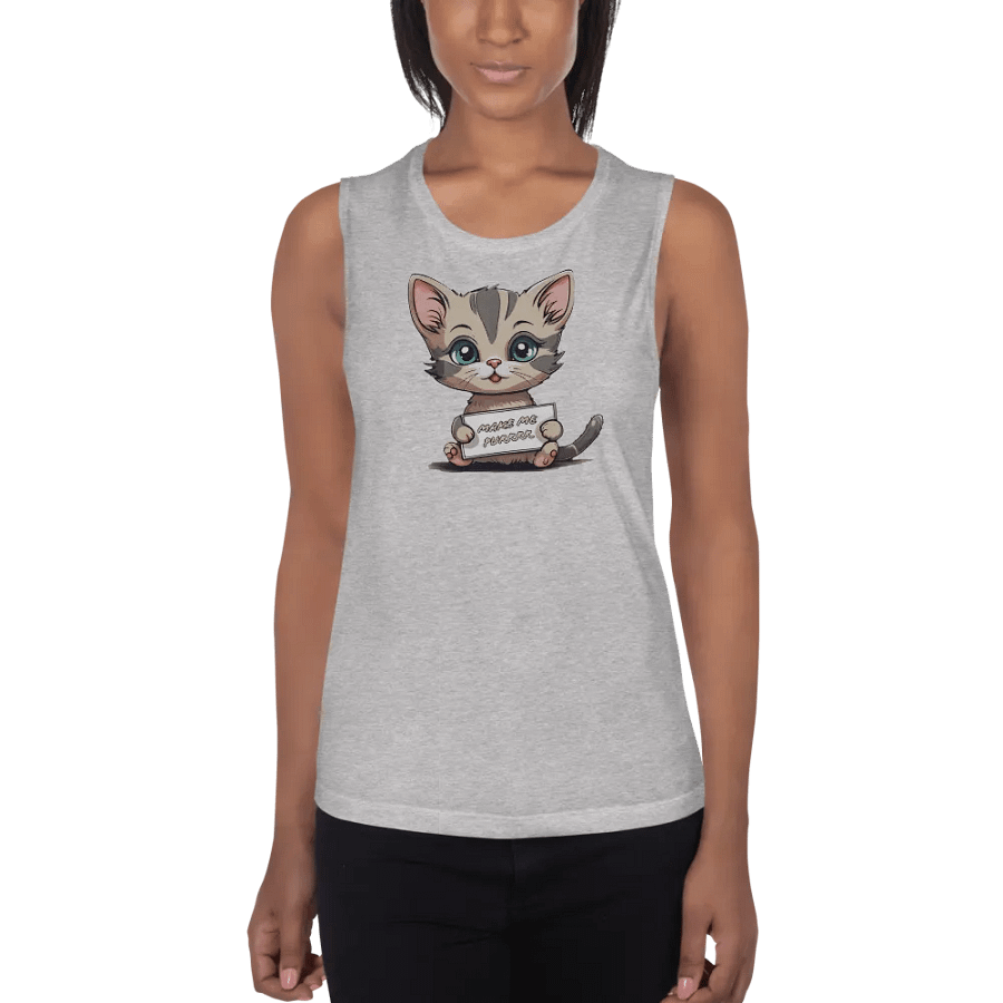 Make me Purrrr flowy muscle tank with cute flirty kitty product image (9)