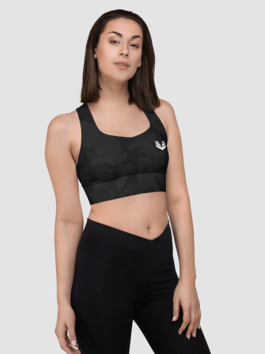 Longline Sports Bra - Black Camo product image (1)