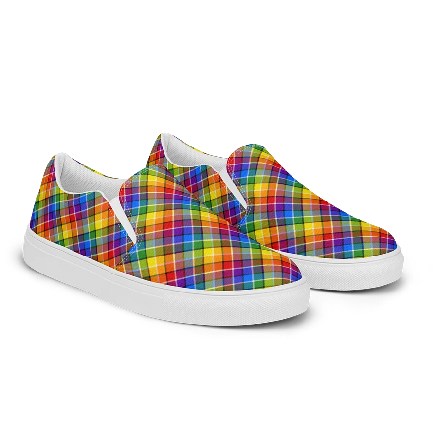 Bright Rainbow Plaid Women's Slip-On Shoes product image (3)