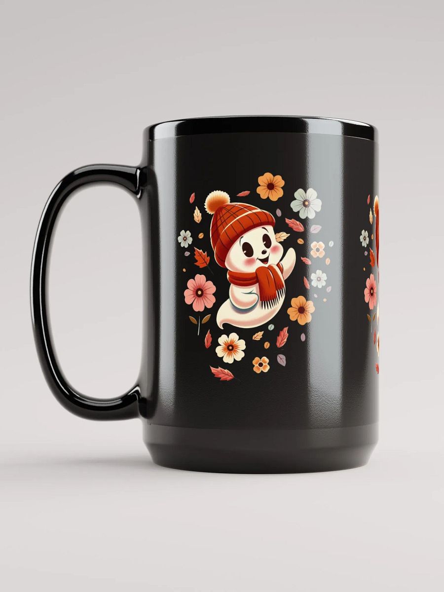 Ghost in a Hat Floral Coffee Cup - 15 oz Black Mug product image (6)