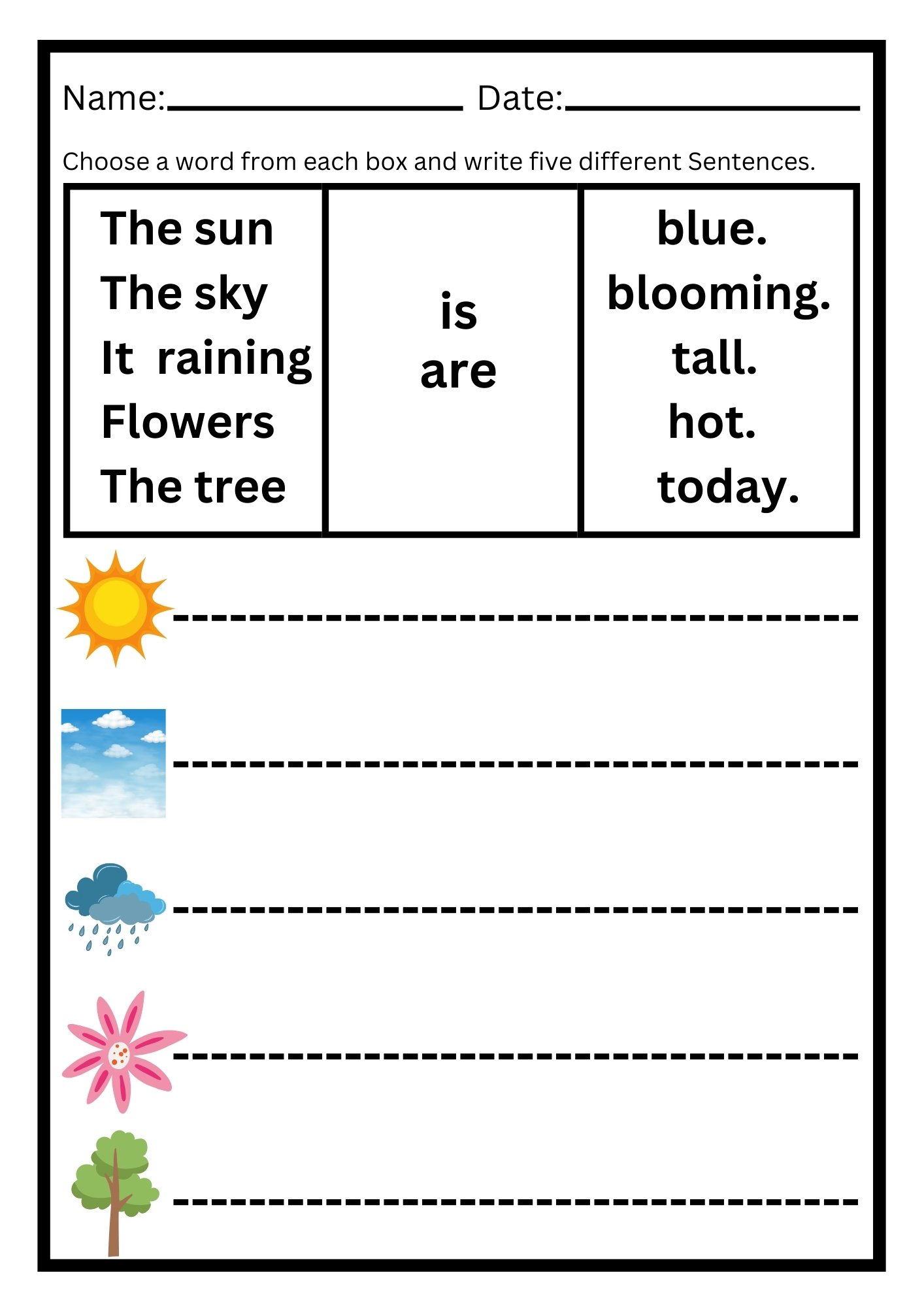 Learning About Nature : Simple Sentences Worksheet for Beginners product image (2)