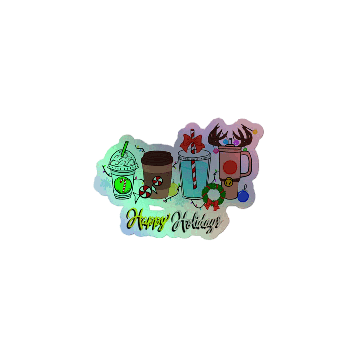 Festive Holiday Drink Holographic Sticker Set product image (1)