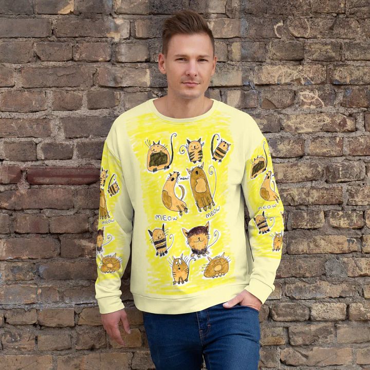 Abstract Doodle Cats Unisex All Over Print Sweatshirt product image (2)