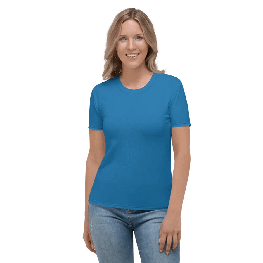 Plain Atlantic Blue True Summer Women's Crewneck Polyester Heavyweight Premium T-Shirt by Treasure Pie product image (3)