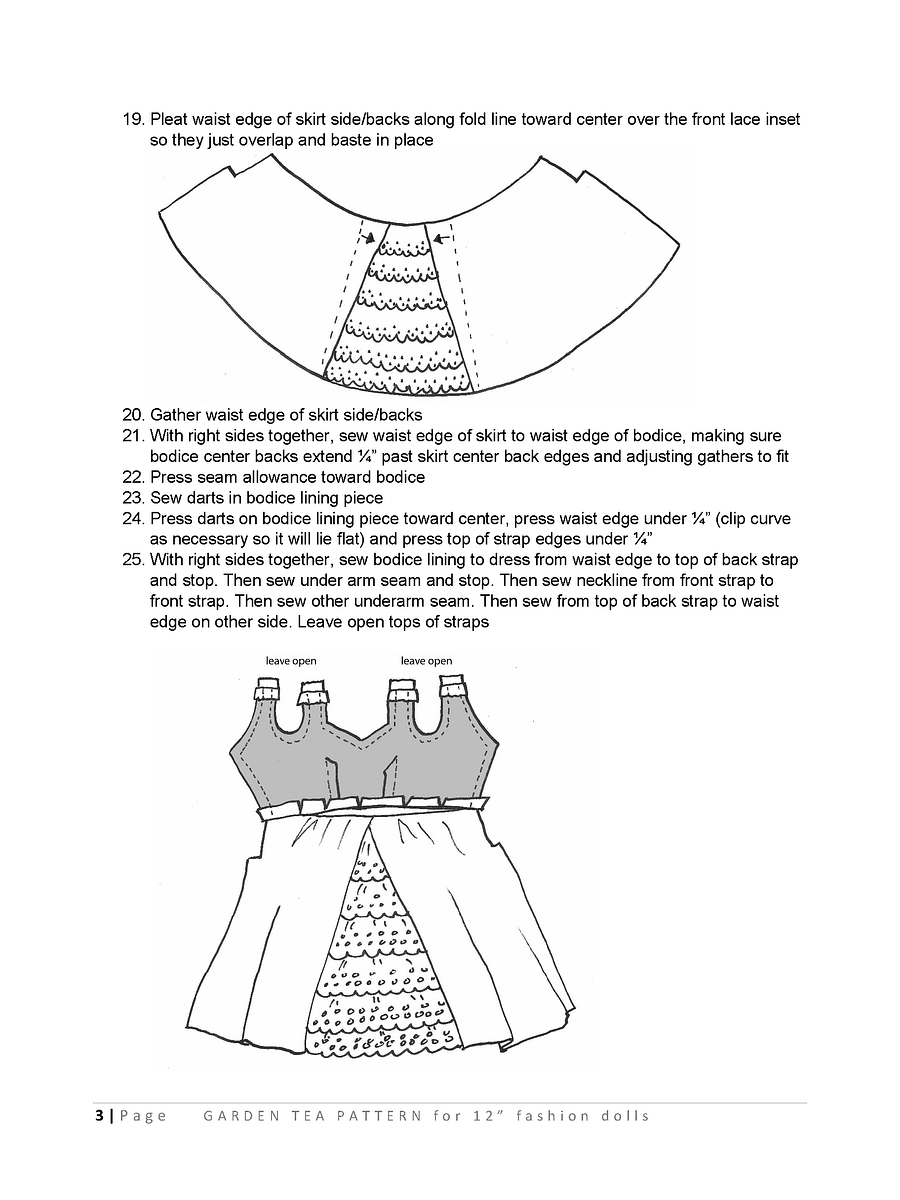 Garden Tea sewing pattern for 12" fashion dolls product image (3)