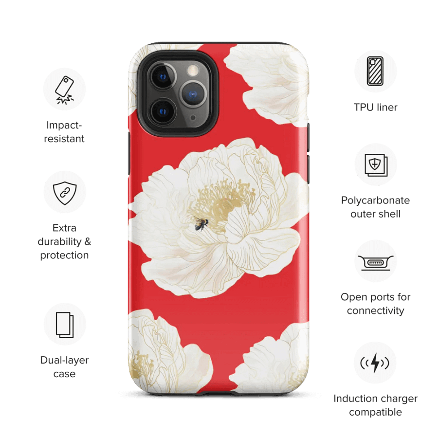 'Golden Blossoms' Red iPhone® Tough Case product image (3)