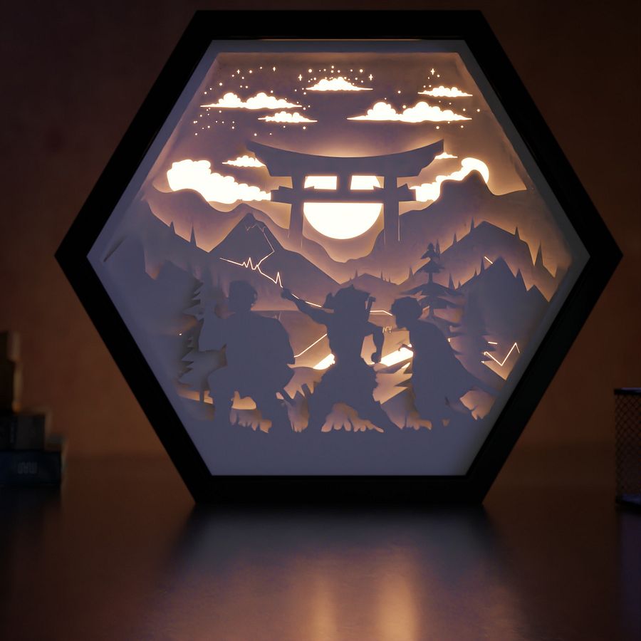 Demon Slayer Lightbox template 2 in 1 - PDF PNG SVG DXF + Video Tutorial product image (1)