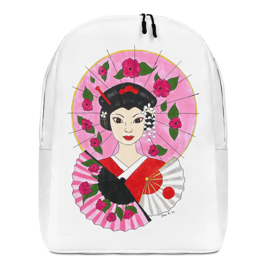 Japanese Geisha (art by Dina R.) acrylic painting picture - Backpack product image (1)