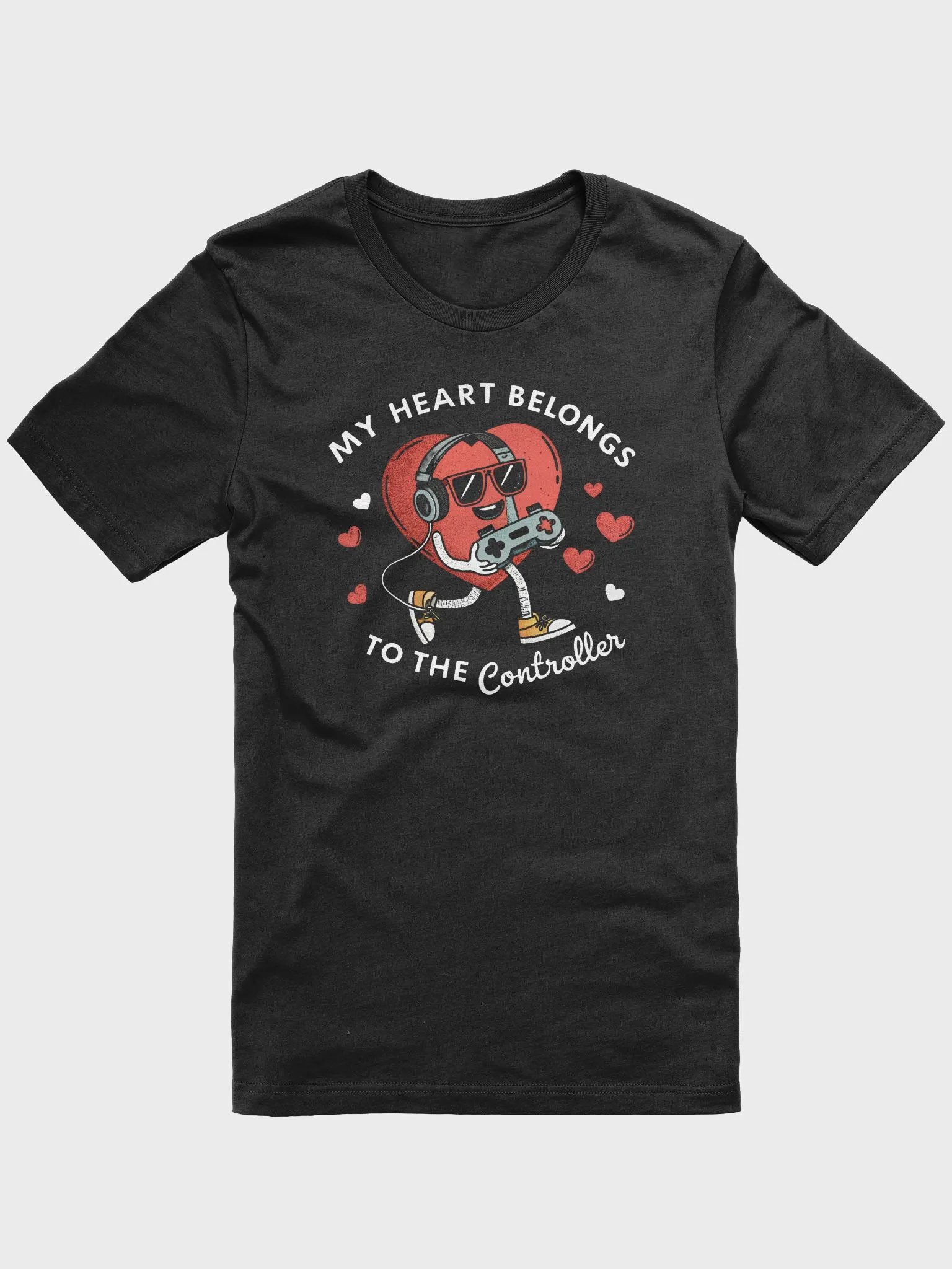 Gamer Valentine's Day Tee, Video Game Love Shirt, My Heart Belongs to the Controller T-shirt, Gamer Couple Valentine's Tee product image (1)