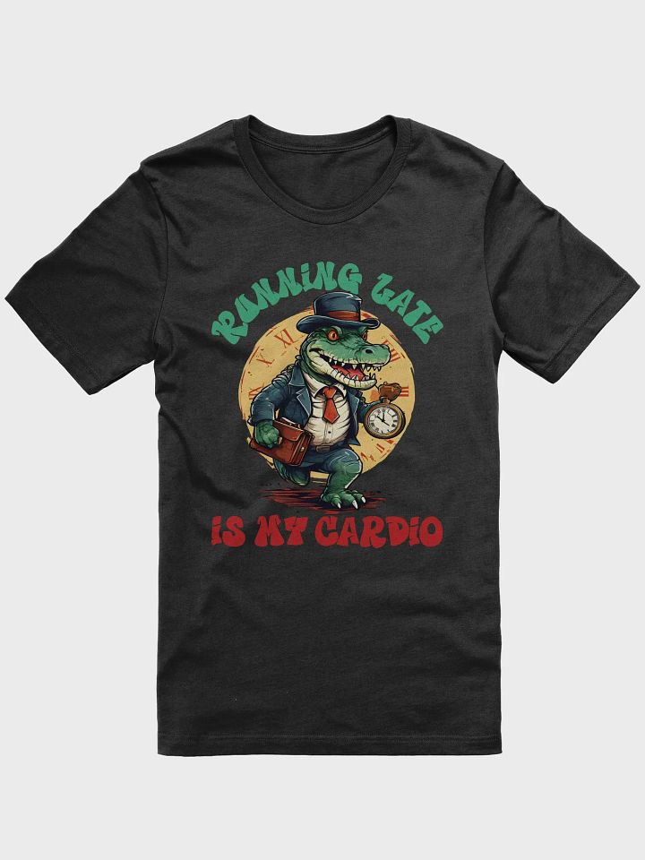 Running Late is My Cardio – Colorful Funny Crocodile Rushing Bella Canvas 3001 Super Soft T-Shirt for Stylish Individuals product image (1)