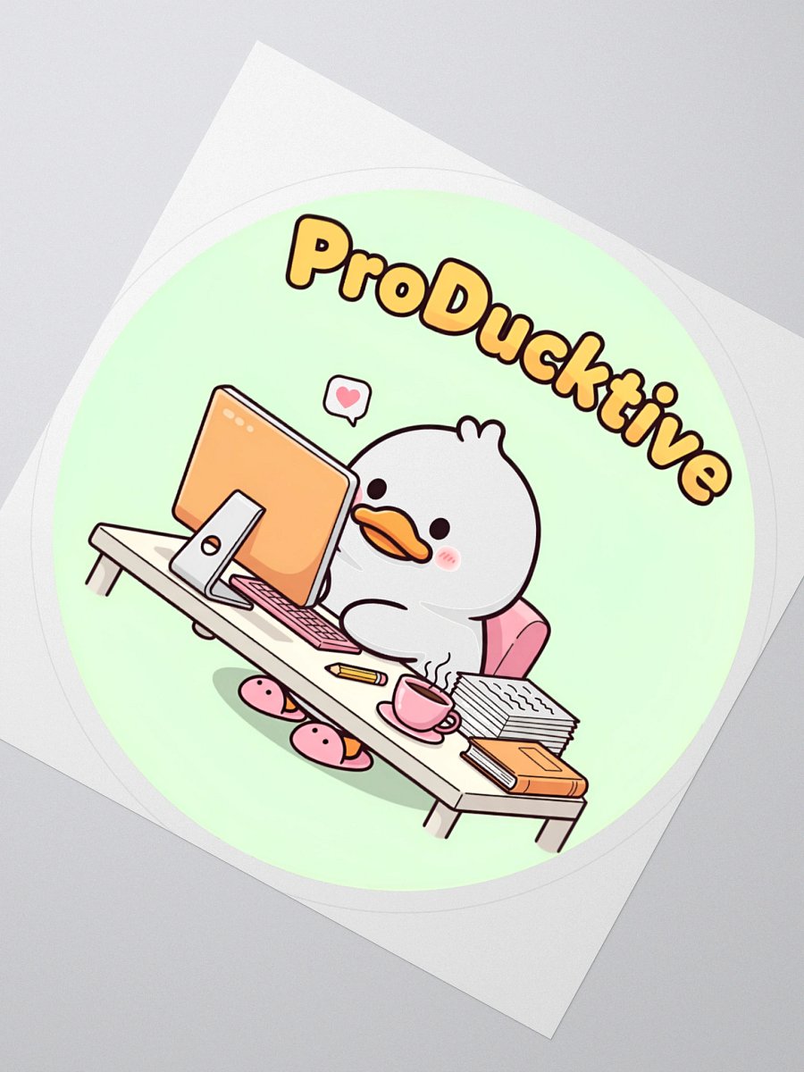 Cute "ProDucktive" Duck Sticker - Gamer & Study Buddy Decal | Laptop & Planner Decor product image (2)