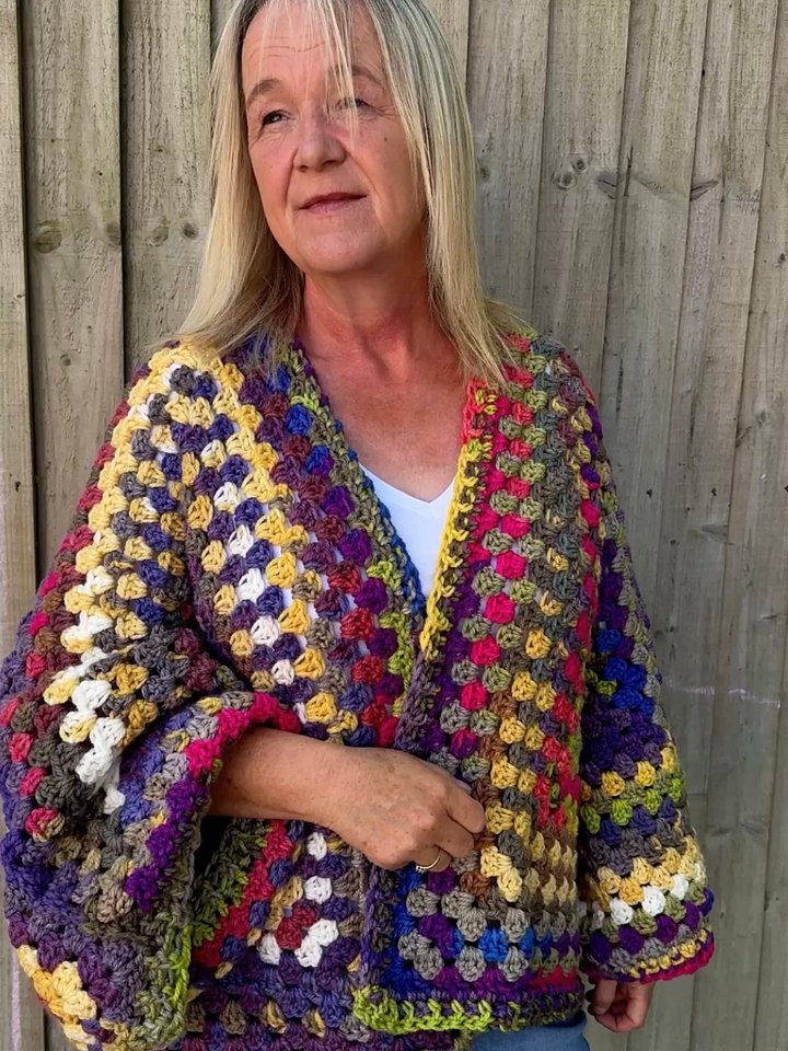 One-of-a-Kind Handmade Boho Crochet Cardigan – Multicolour Granny Square product image (1)