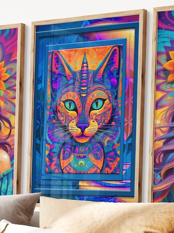Space Cat Blue Orange Poster product image (3)