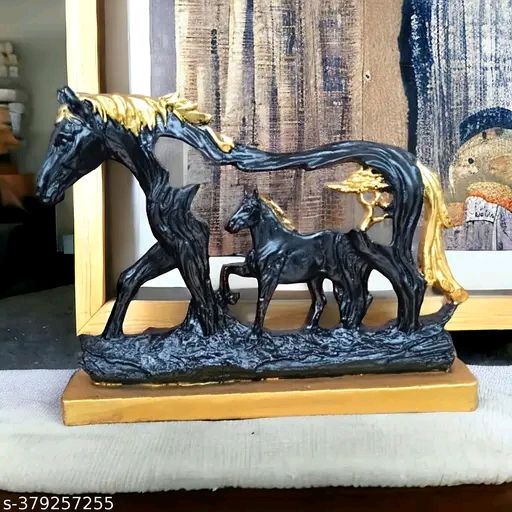 Horse with Baby Horse Statue Showpiece Idol Figurine to Decor Home & Living Room PolyResin Set of 1 product image (2)