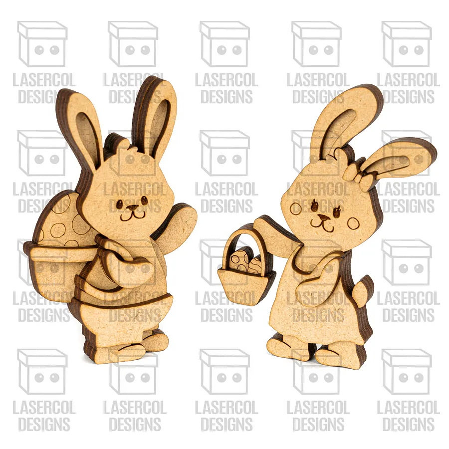 Cute Easter Bunny Figurines Set 1 - Laser Cut Files product image (10)