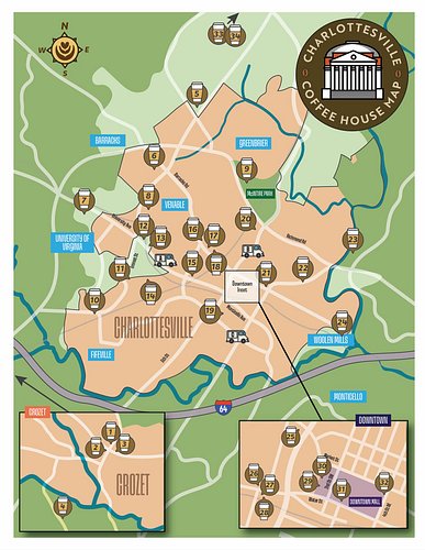 New ☕️coffemap for Cville - featuring over 35 indie coffee spots in the area (including Crozet) any I’m missing? Let me know ...