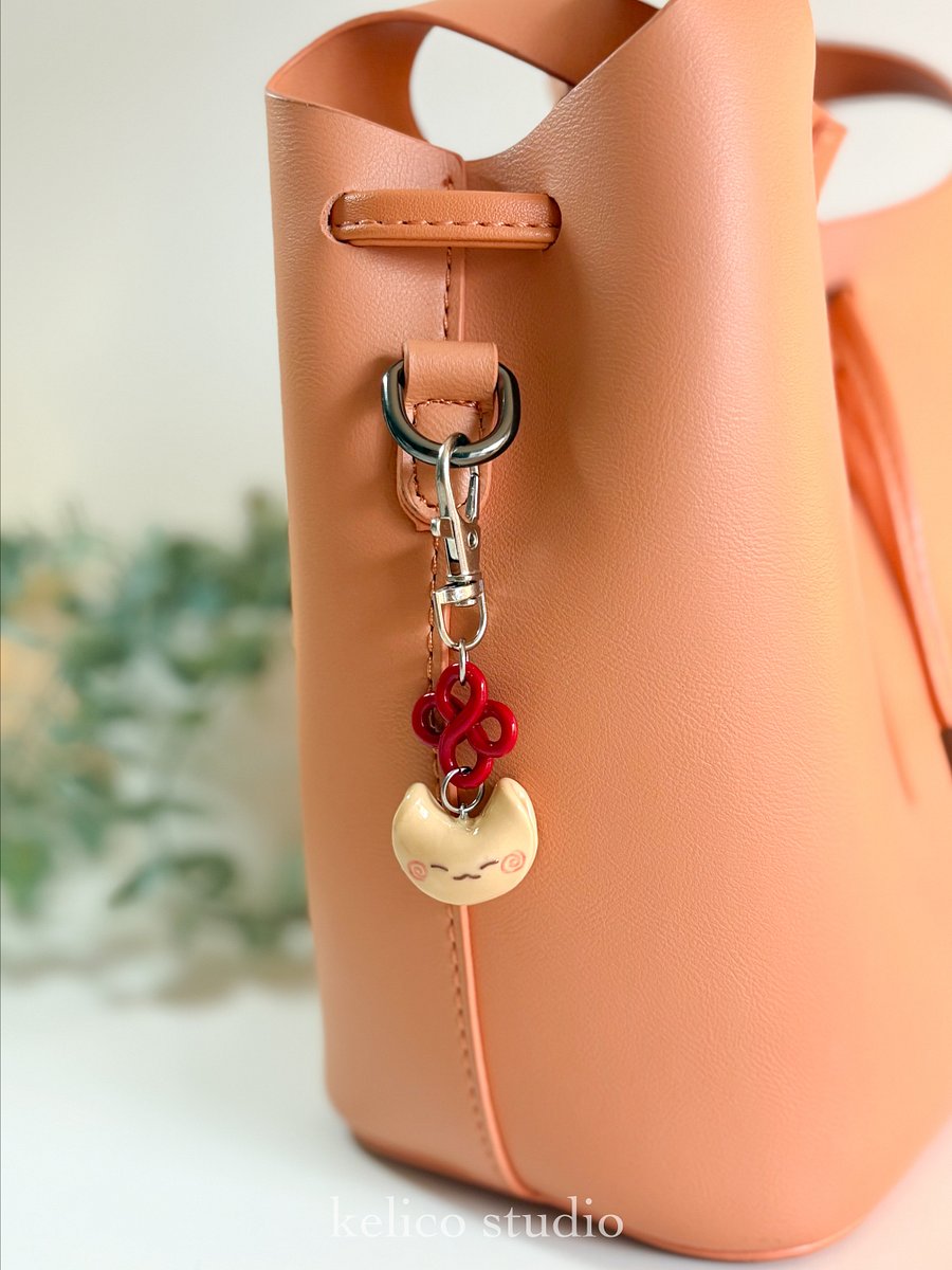 fortune cookie cat • clay keychain product image (5)