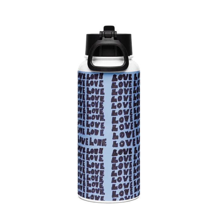 Love Stainless Steel Water Bottle with a Straw Lid in Blue product image (2)