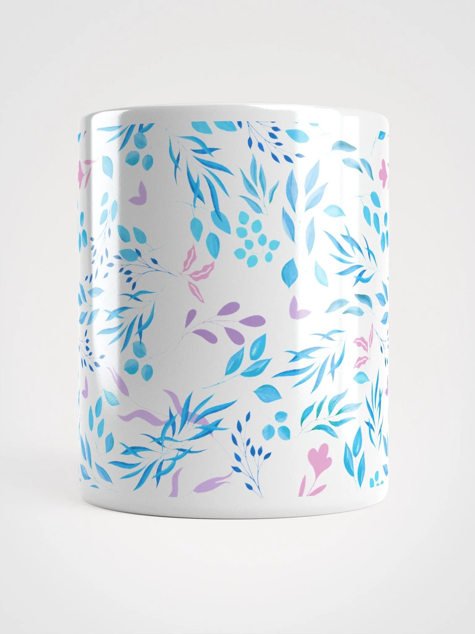Blue And Purple Leaves Artistic Design White Mug product image (15)