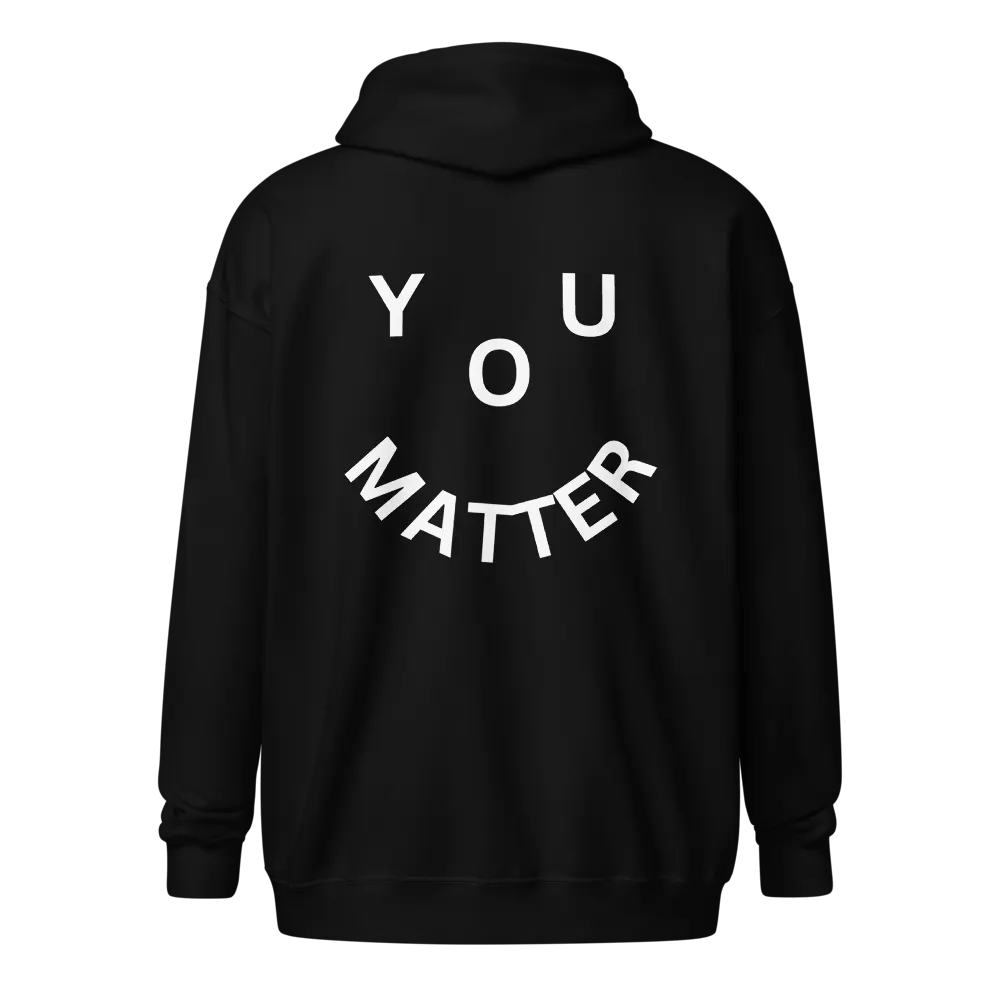 You Matter : - ) Corner & Full Back Design - Black Zip-up Hoodie product image (1)