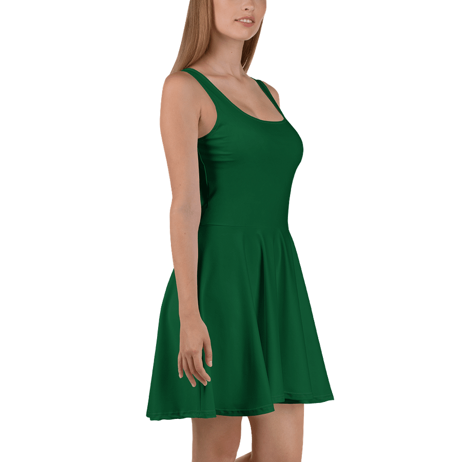 Forest Green Solid Color Fit and Flare Skater Dress product image (3)