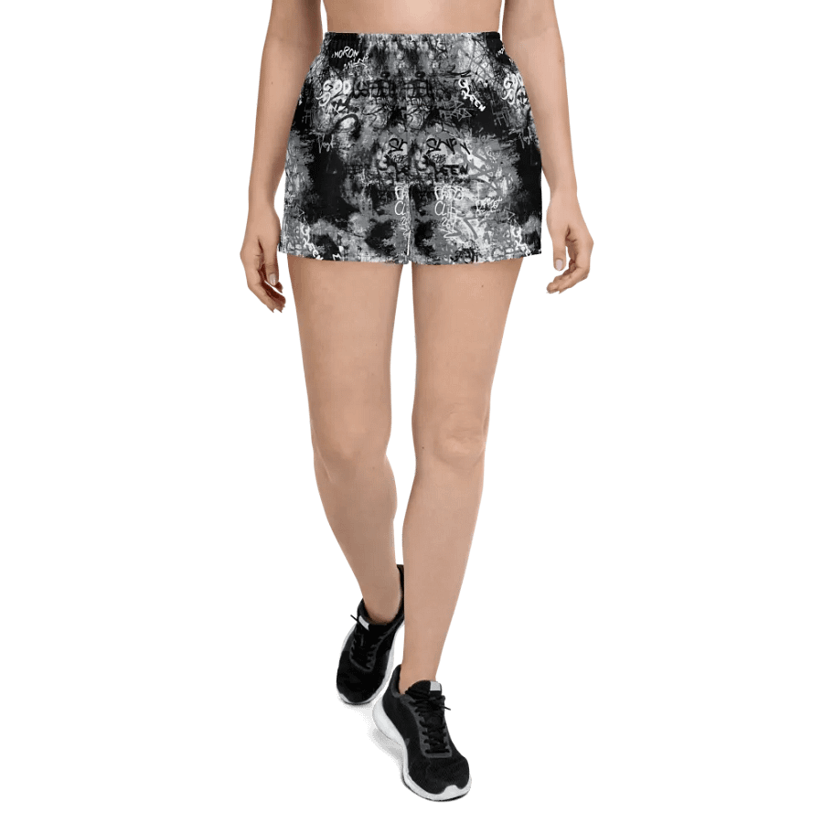 Black and White Graffiti | Unisex Athletic Shorts product image (3)