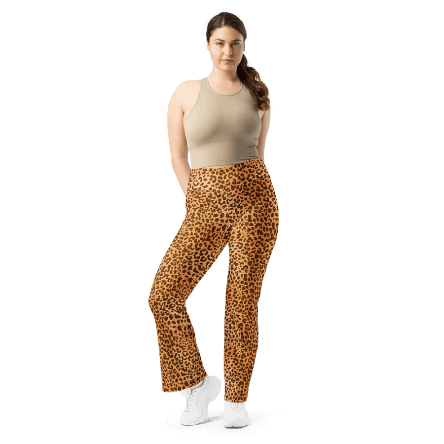 Brown Leopard Print Flare Leggings product image (7)
