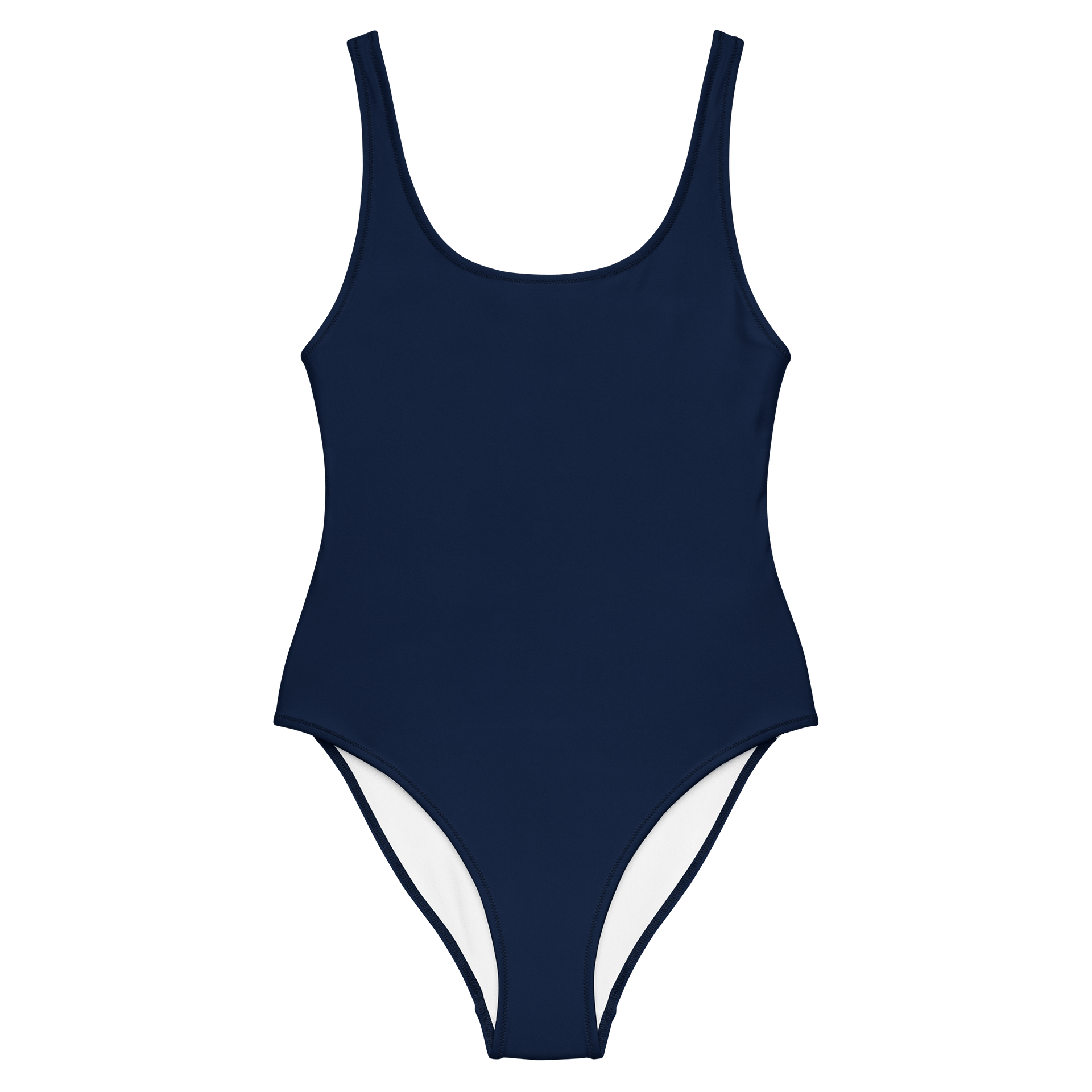 Navy Blue Solid Color Retro Inspired Women's One Piece Swimsuit product image (1)