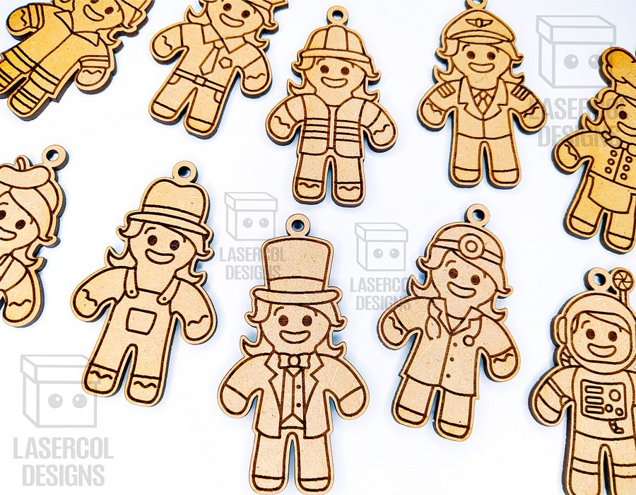 Gingerbread Cookies Christmas Ornaments Bundle - Laser Cut Files product image (9)