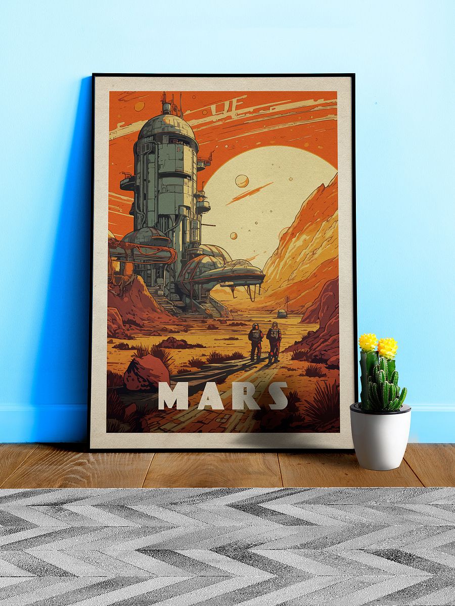 Mars, colony, astronaut — Vintage space poster product image (1)