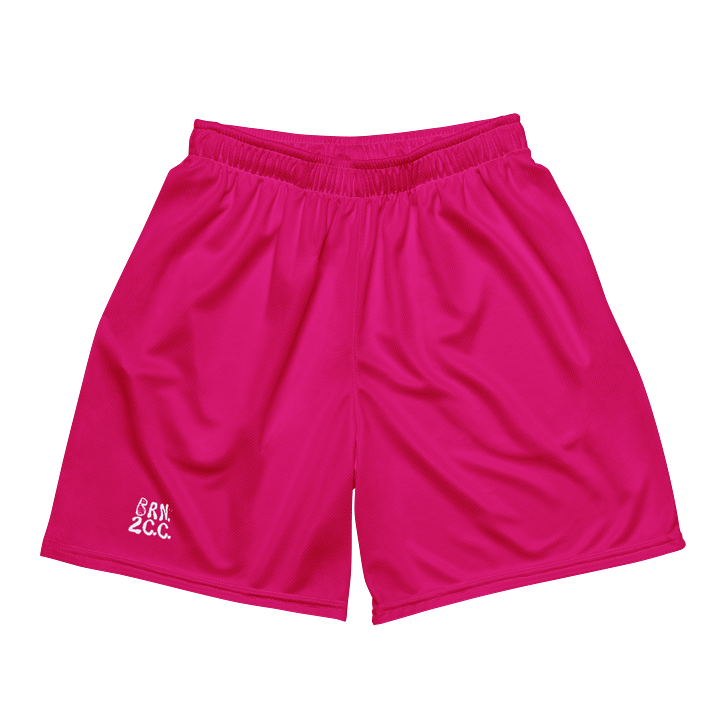 Women's | BRN.2C.C.™ Mesh Shorts | Coastal Cool Meets Sporty Style | Recycled Unisex Activewear 🌊🔥| White Logo on Vibrant Pink product image (2)