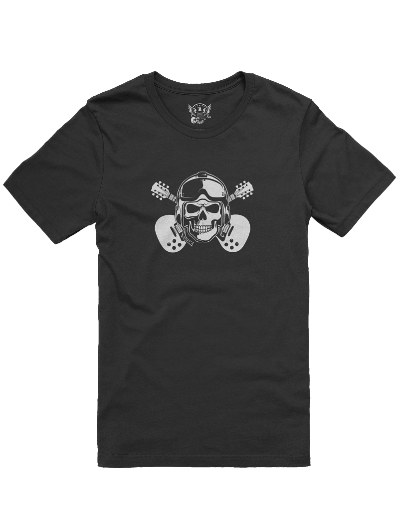 Flight Deck Skull Guitar T-Shirt – Military Aviation Rock Style Tee