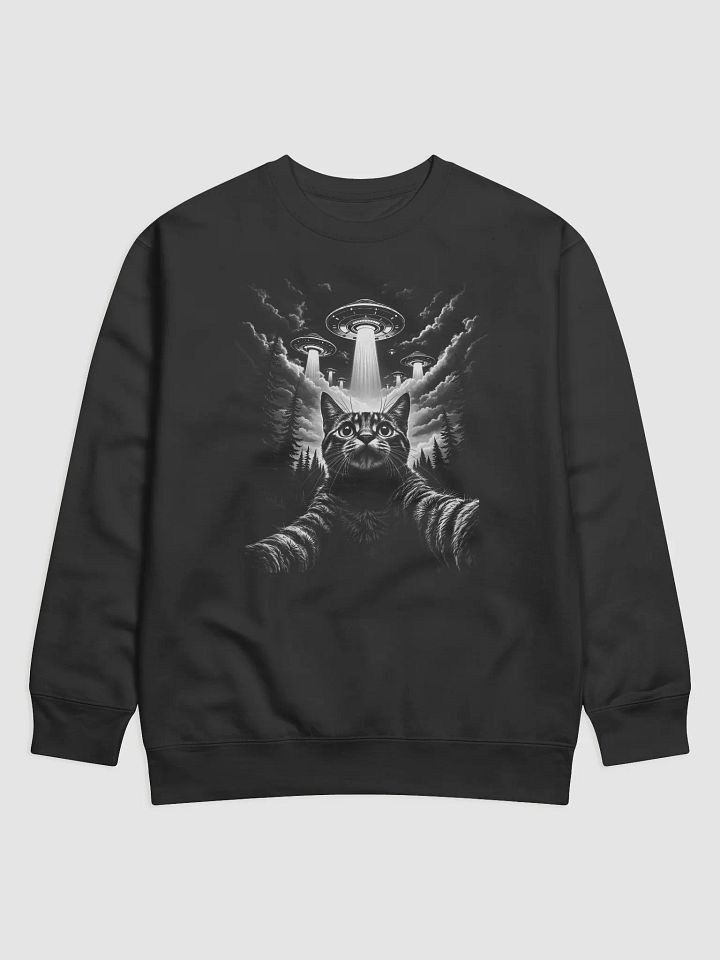 Alien Cat Abduction Sweatshirt – UFO Sci-Fi Cat Crewneck – Funny Space Cat Sweater – Vintage Retro Alien Aesthetic Pullover – Cozy Graphic Sweatshirt product image (1)