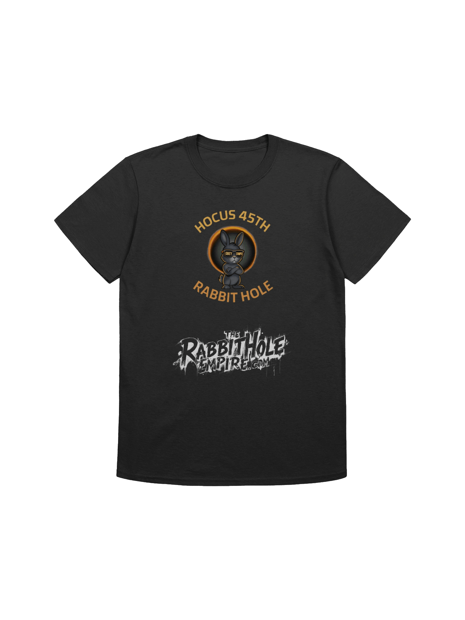 Hocus 45th Rabbit Hole (Black T-Shirt) product image (1)