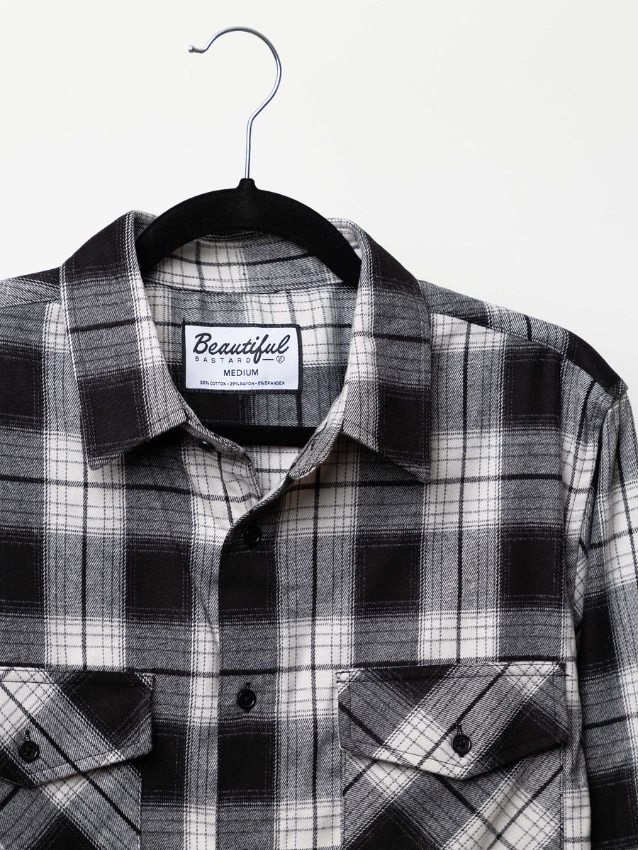 Flannel Button Up - White/Black product image (4)
