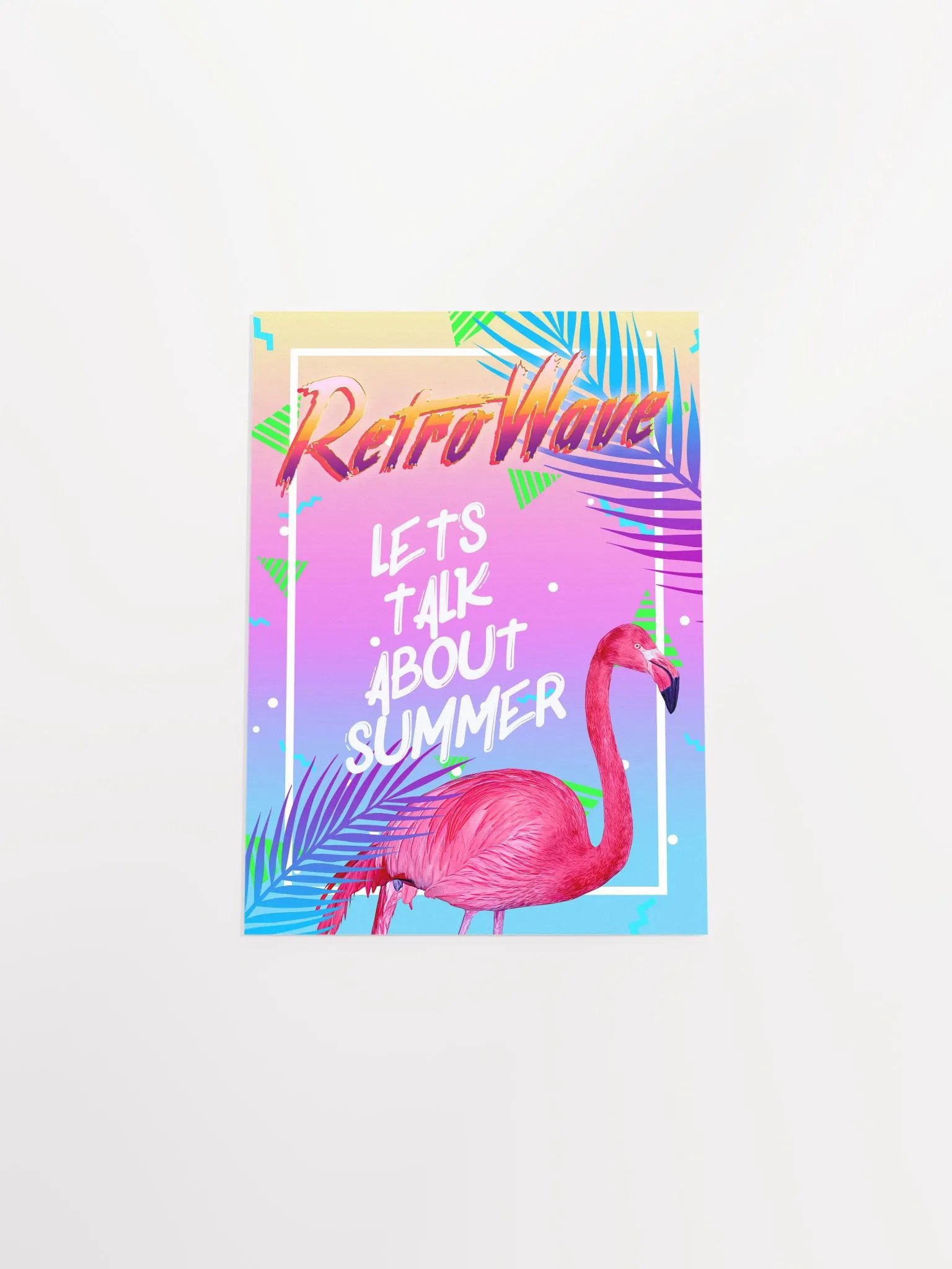 Retrowave poster: Summer and flamingo [retrowave/vaporwave/synthwave] — aesthetic poster, retrowave art print, neon poster, 80s poster product image (9)