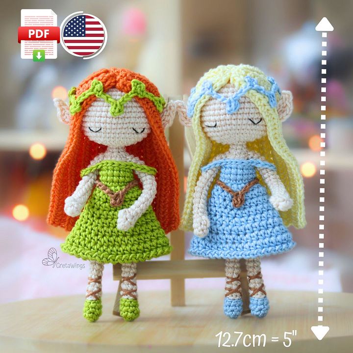 Amigurumi Pattern: Forest Magic Elf Elyndra & Lunithiel- Crochet Amigurumis Doll Pattern (digital download) product image (1)