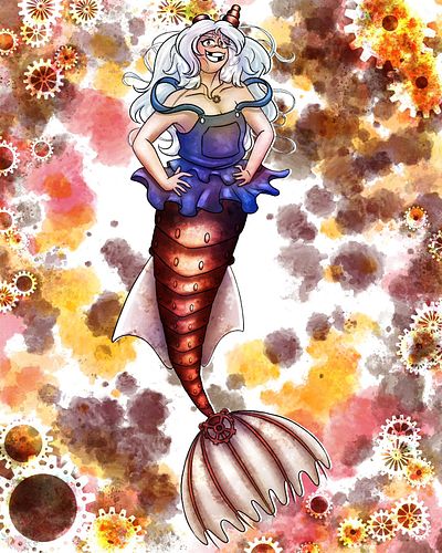 You voted, I delivered!
-------
Enjoy the full rendered ver. of mermaid AU Noure Schmitz 🧜‍♀️⚙️
Still brainstorming how to ut...
