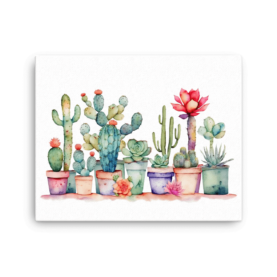 Colorful Potted Cacti And Succulents Canvas product image (9)