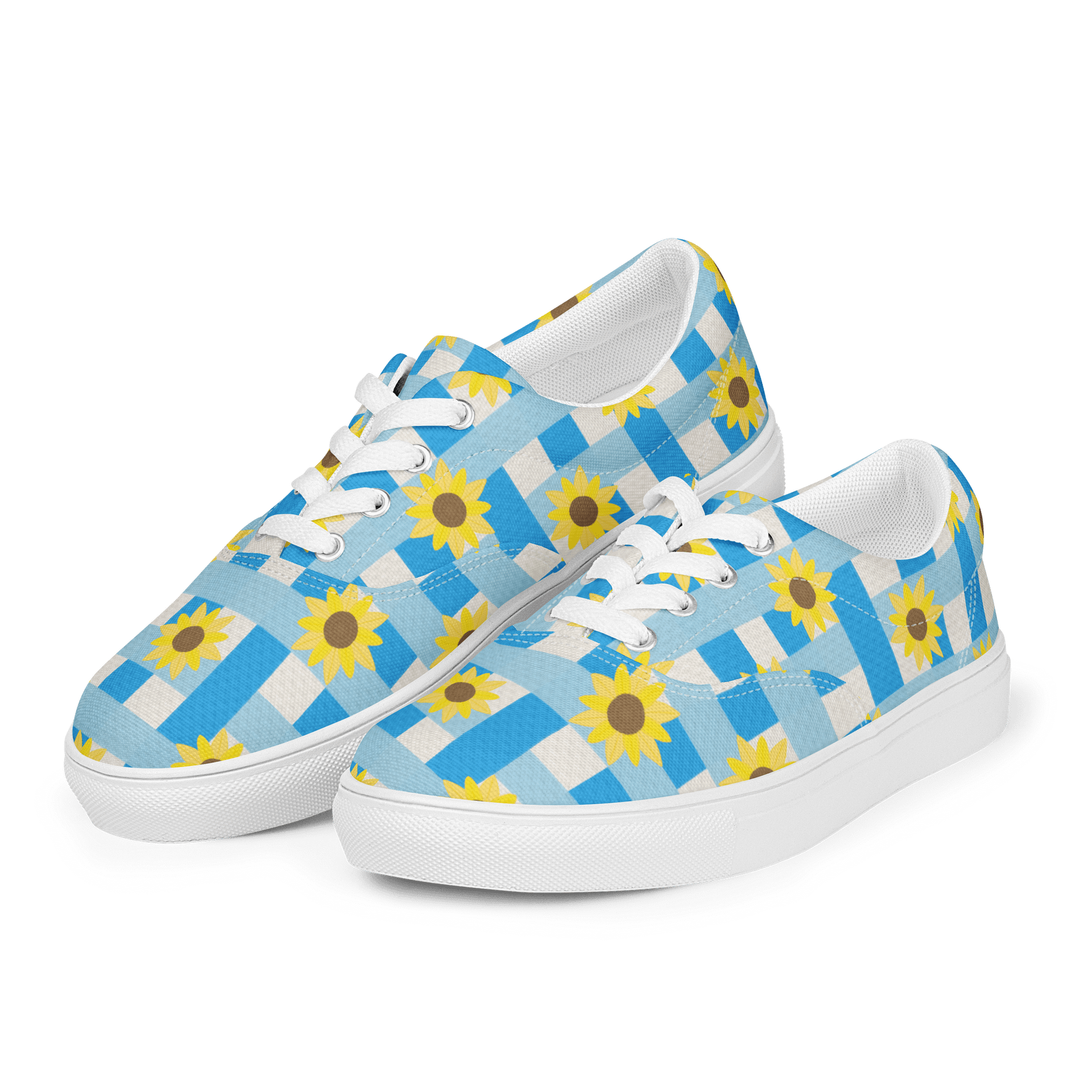 Sunflower Gingham Pattern Lace-Up Shoes in Blue product image (4)