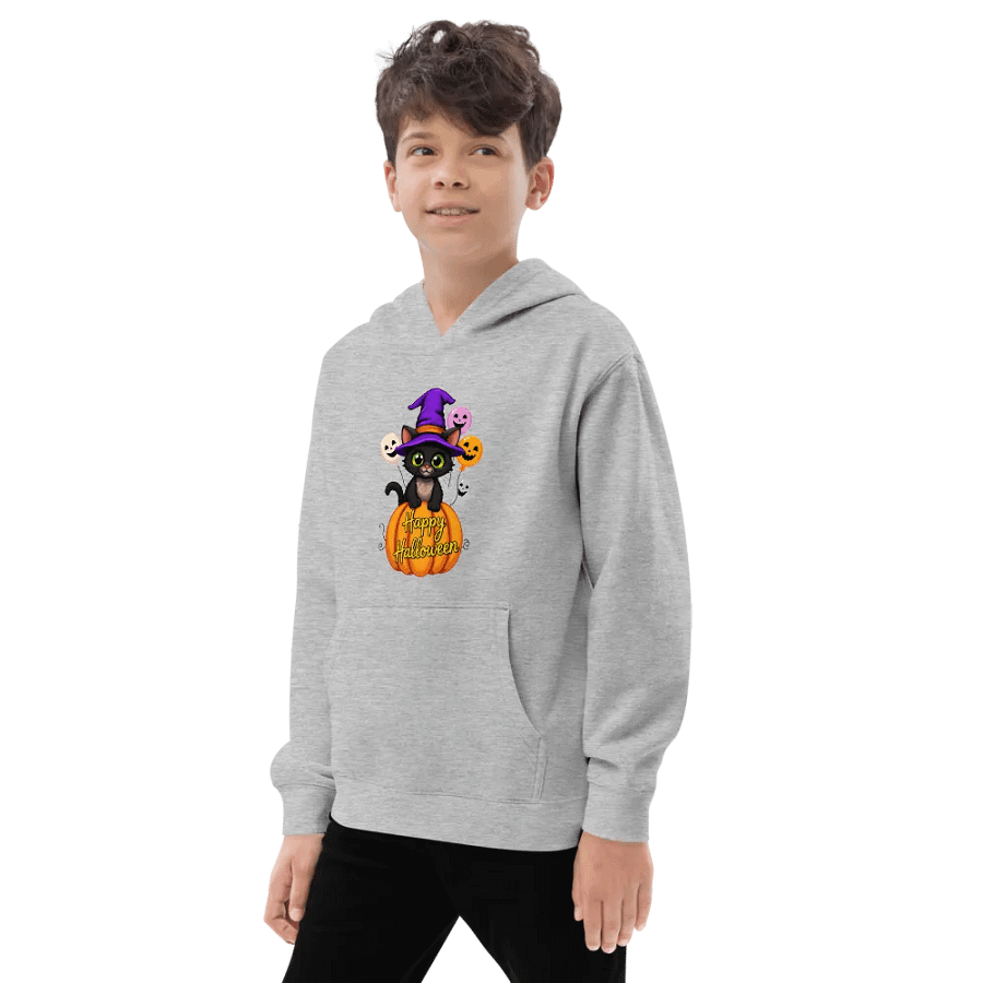 Witchy Sitting Pumpkin Cat Youth Pullover Fleece product image (26)