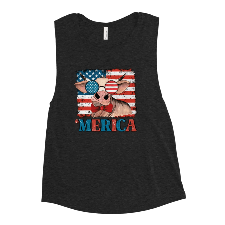 Patriotic Flowy Muscle Tank Featuring Merica the cow product image (19)